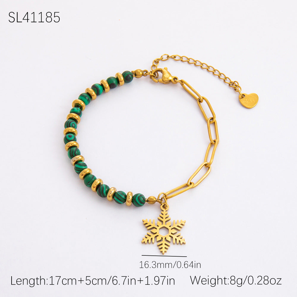Gold Stainless Steel Christmas Elderly Snowman Necklaces