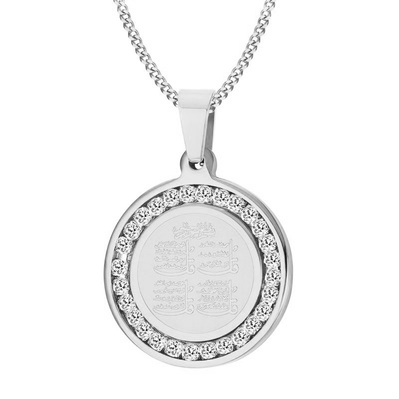 Men's Jewelry Stainless Steel Zircon Mantra Gold Necklaces