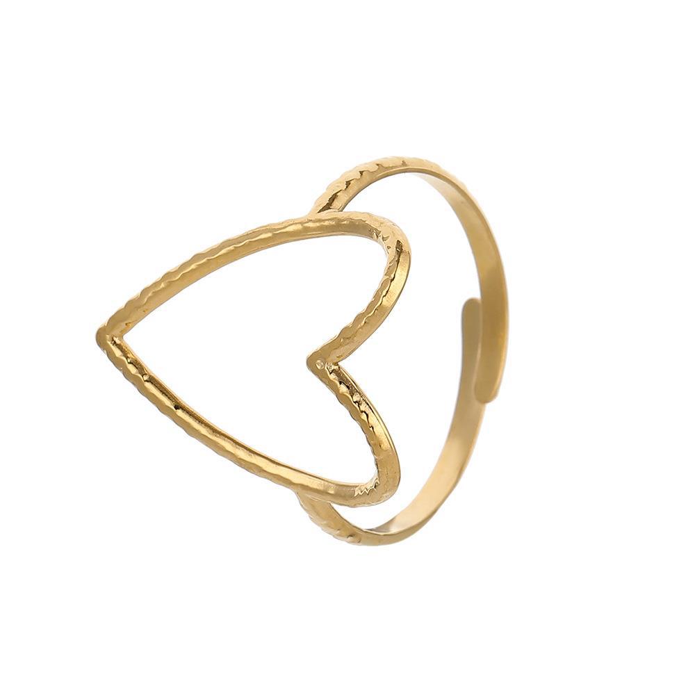 Creative Titanium Steel Adjustable Hollow Love Heart-shaped Rings