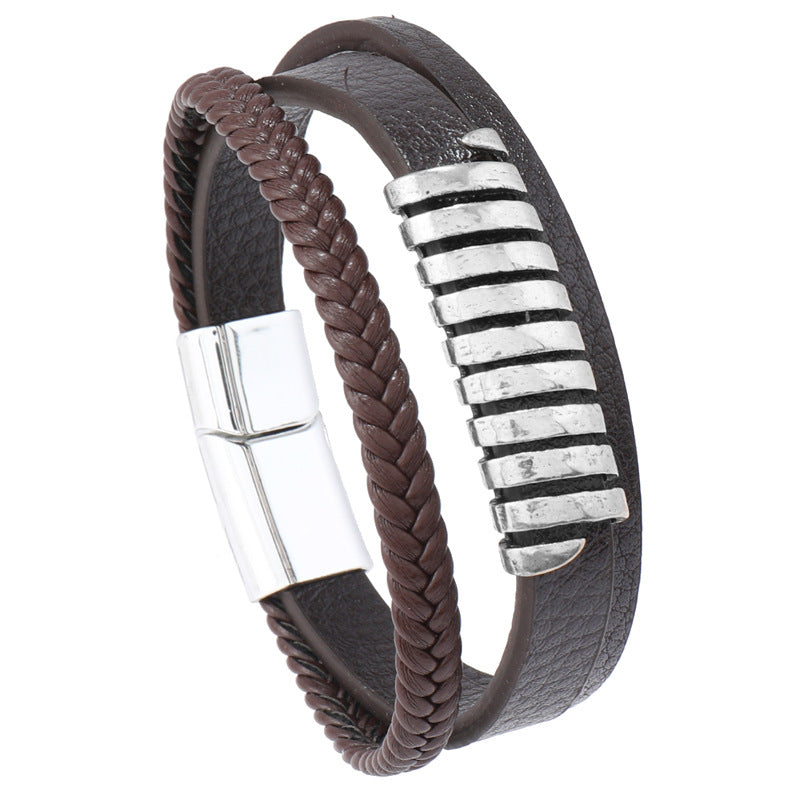 Men's Trendy Jewelry Simple Woven Leather Creative Bracelets