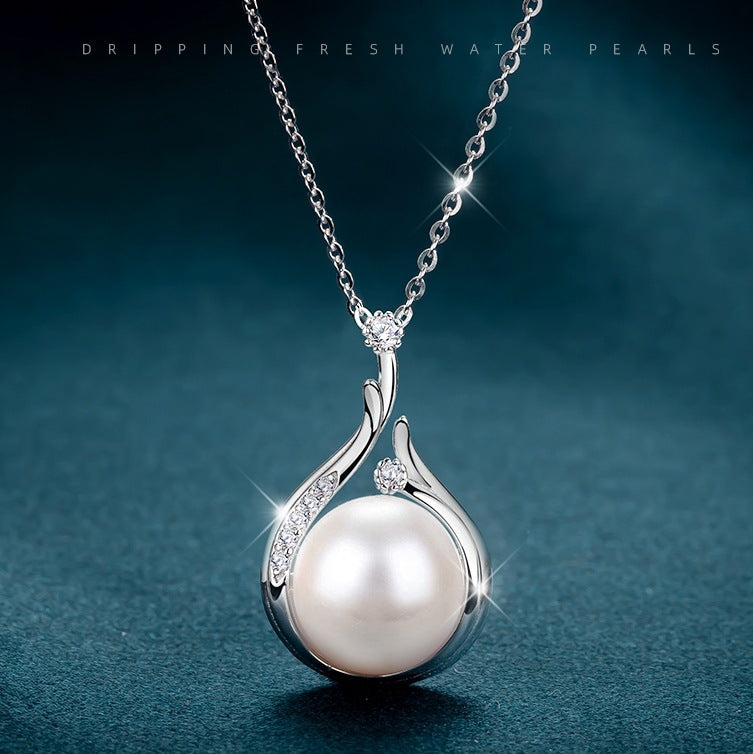 Women's Sterling Sier Natural Freshwater Pearl French Necklaces