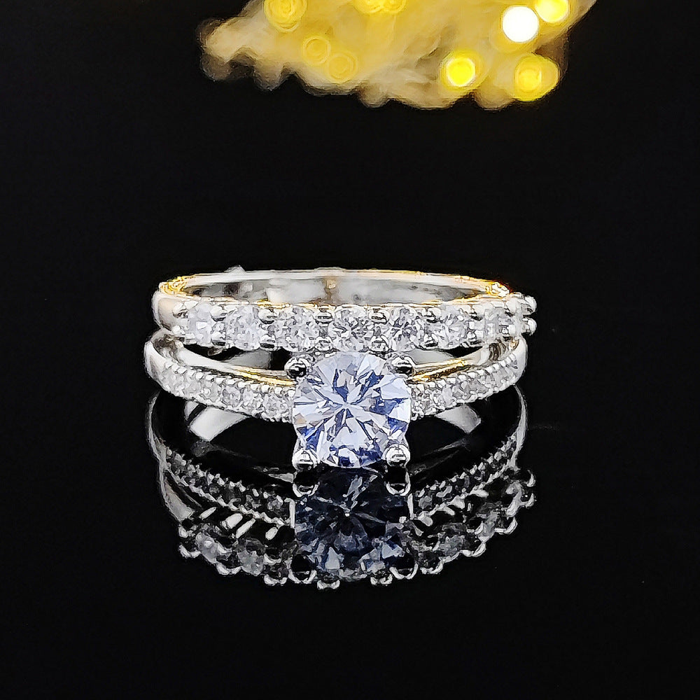 Women's Luxury Round Geometric Combined Design Advanced Rings