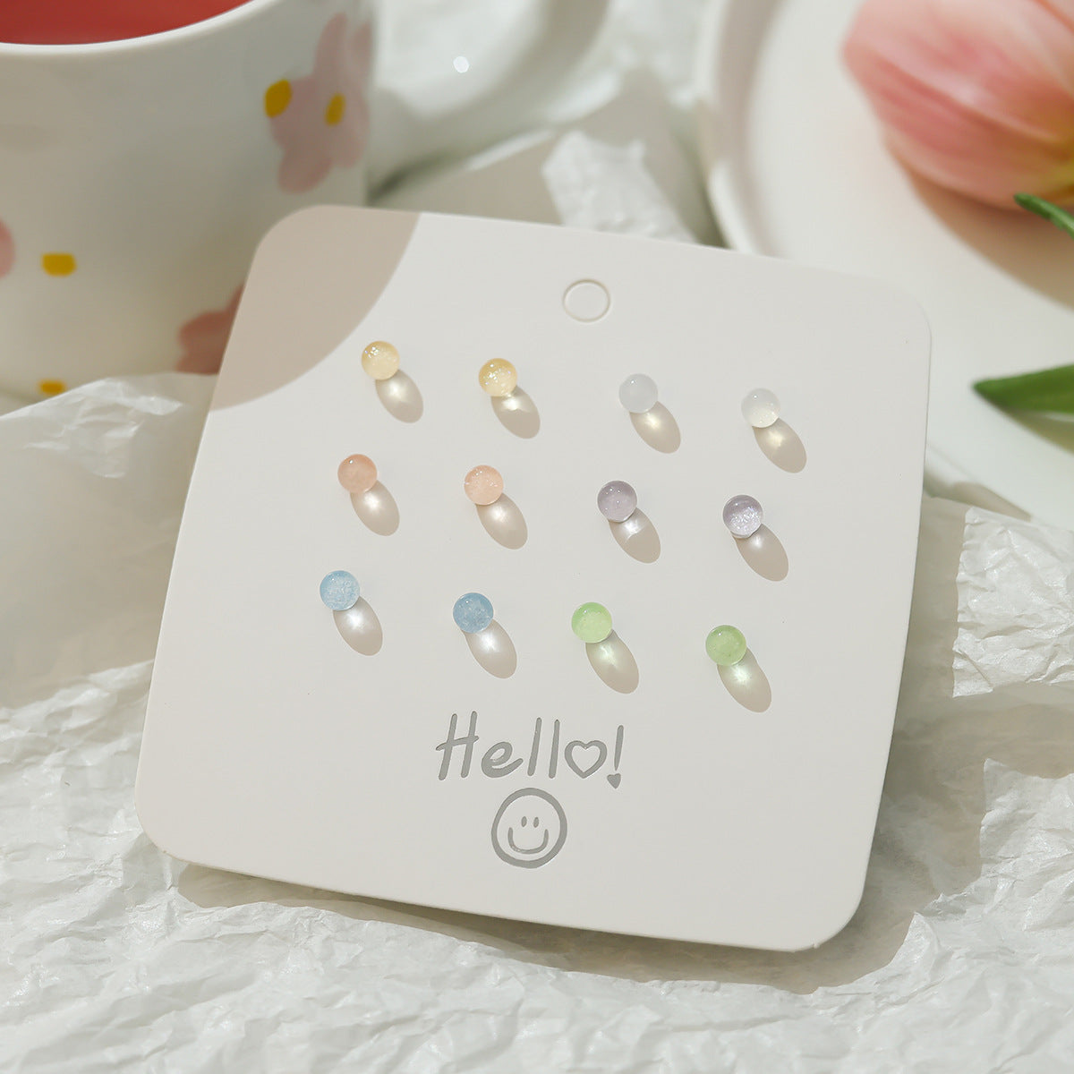 Macaron Color Series Simple Small Earings Set Daily Earrings