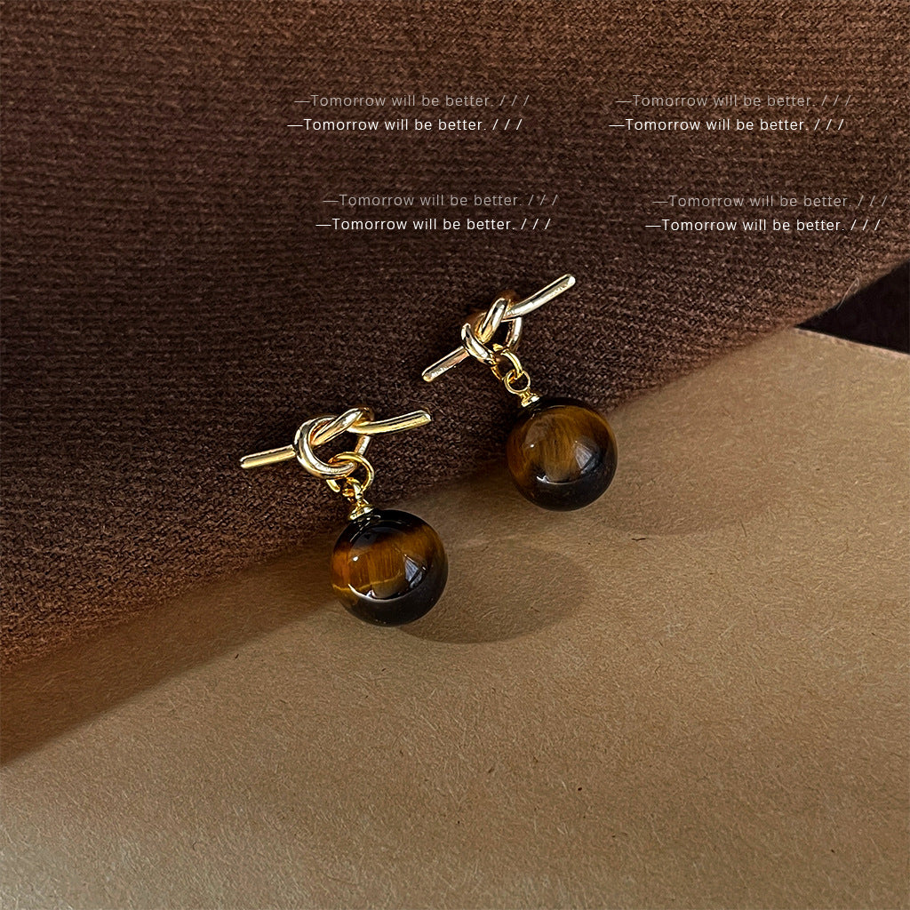 Women's Tigereye Niche Handmade French Entry Lux Earrings