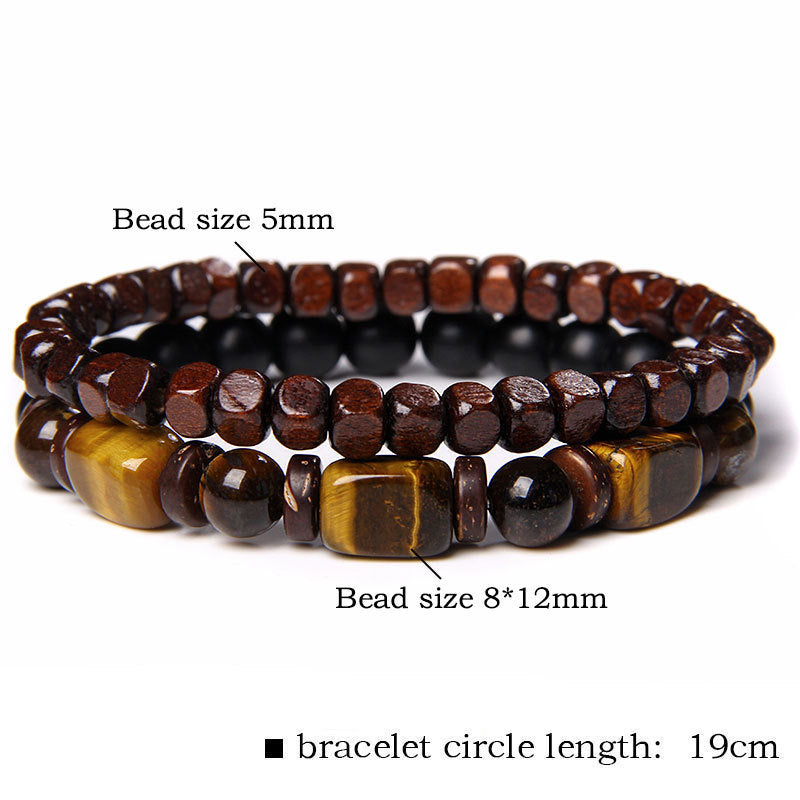 Men's Square Tigereye Cut Surface Haematite Woven Bracelets