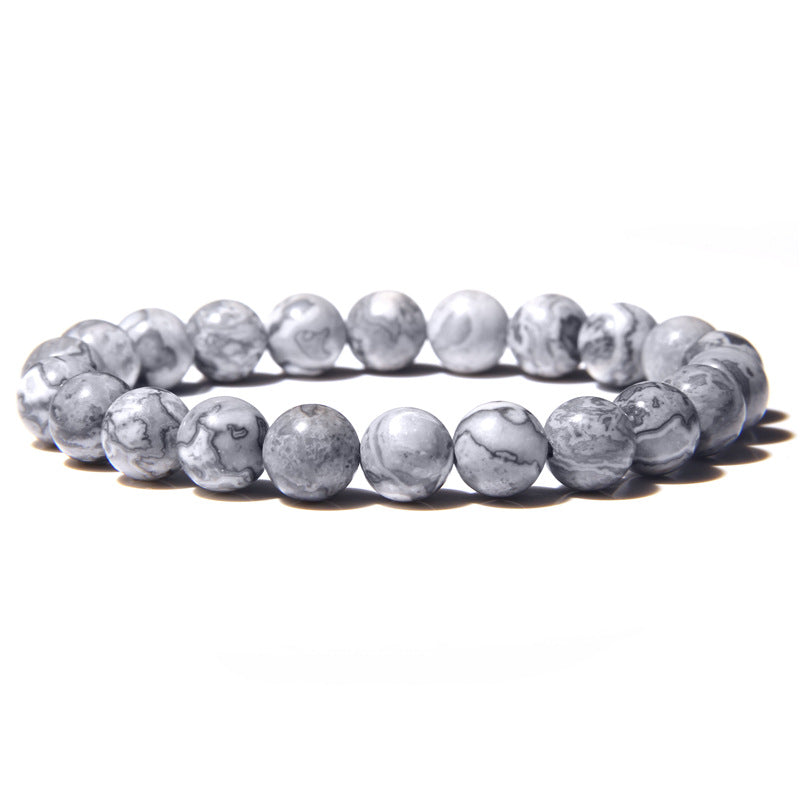 Men's Natural Stone Beads White Turquoise Elastic Bracelets