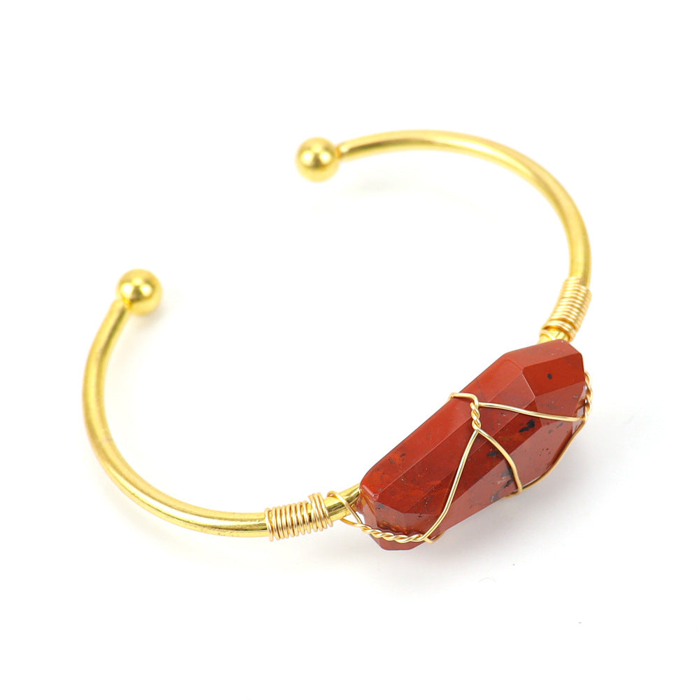 Handmade Gold Copper Wire Winding Natural Bracelets