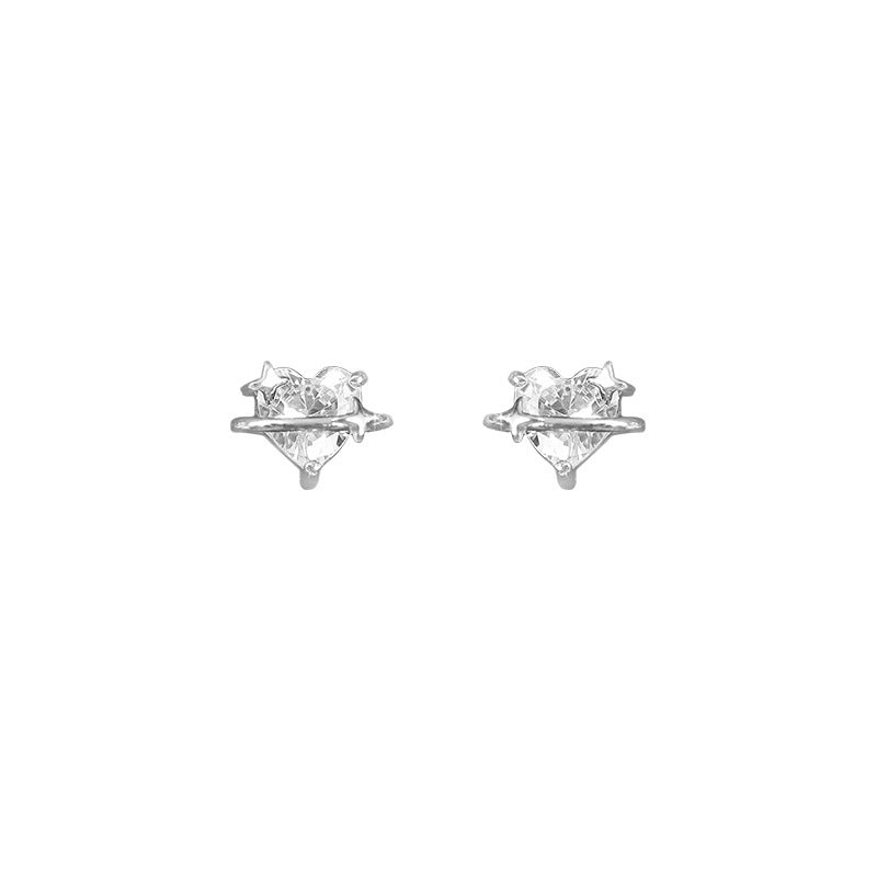 Flash Zircon Love Heart Affordable Luxury Earrings