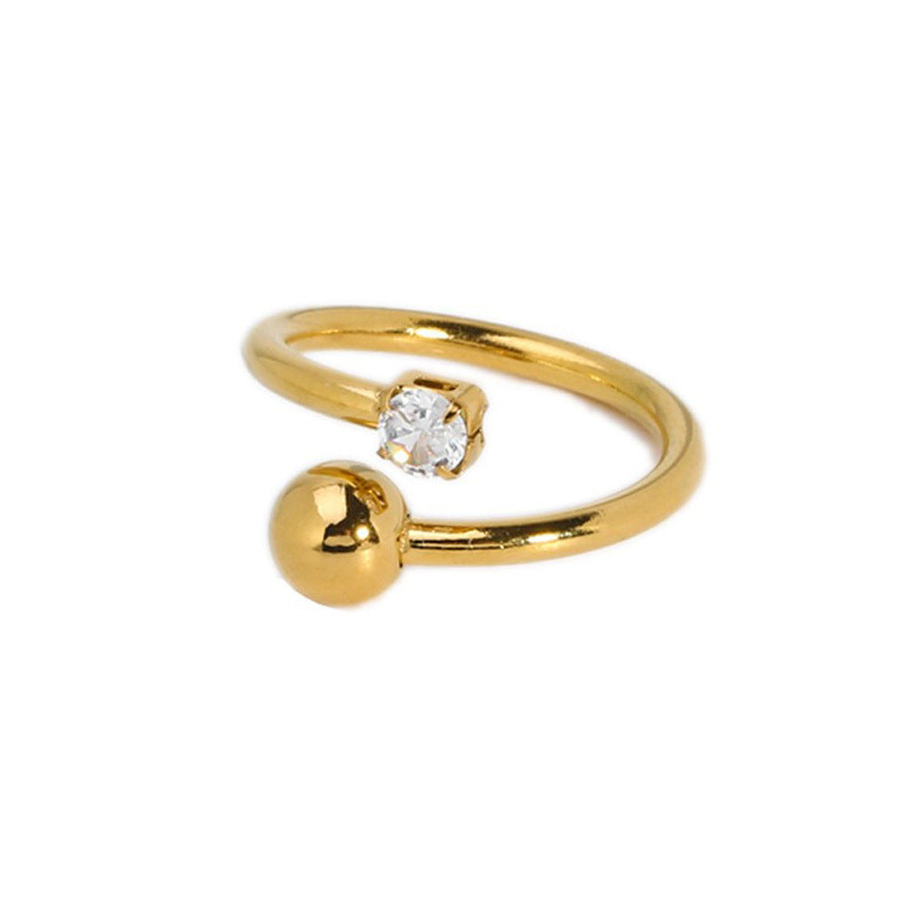 Women's Personalized Stainless Steel Gold Ball Open Rings