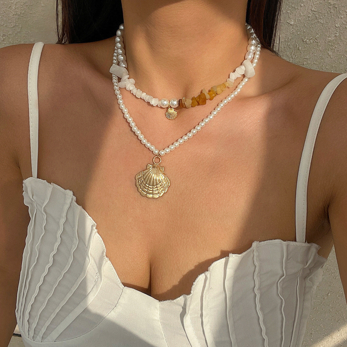 Beaded Shell Ocean Style Vintage Gravel Necklaces
