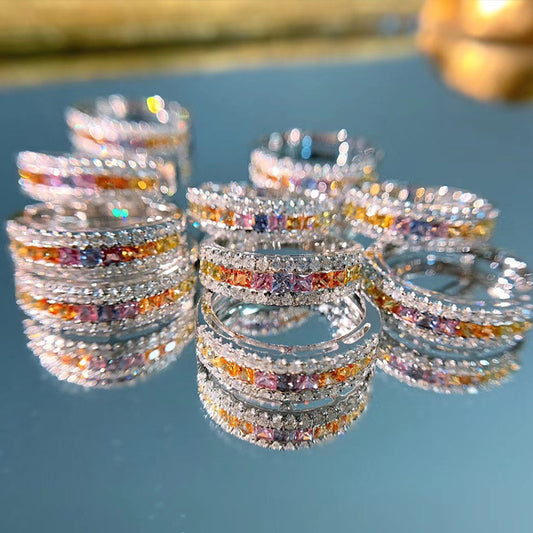 Plated Fairy Face Value Rainbow Sapphire Rings