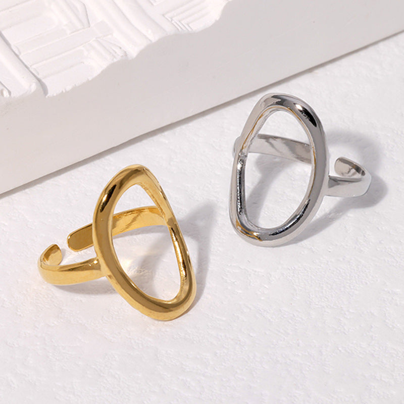 Simple Geometric Titanium Steel Female Opening Adjustable Rings