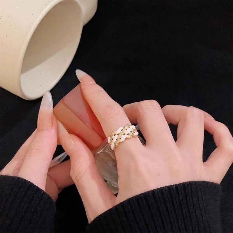 Luxury French Diamond Drip Glazed High Sense Design Rings