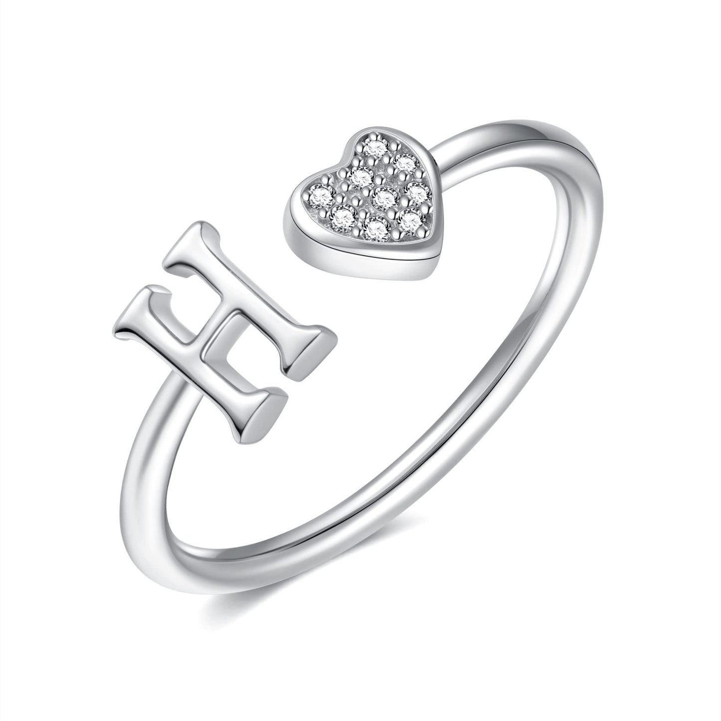 Name First Letters Stackable Zircon Adjustable Rings