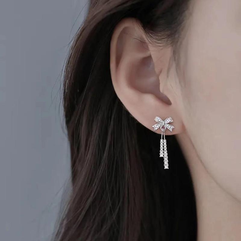 Women's Graceful Bow Tassel Special Interest Light Earrings
