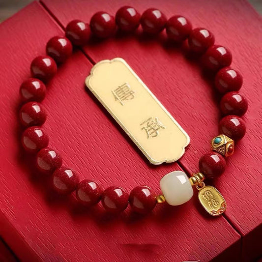 Women's Jewelry Natural Raw Ore Cinnabar Retro Bracelets