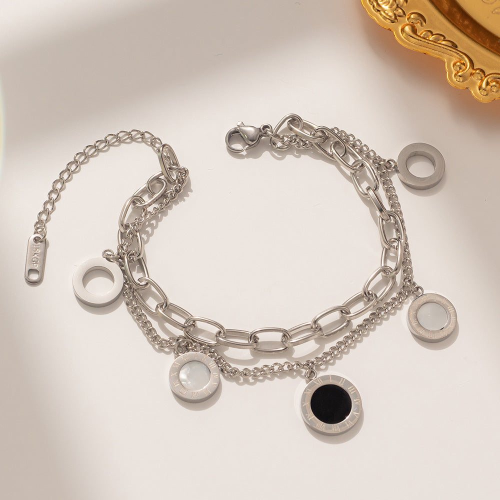 Women's Numerals Titanium Steel Handmade Popular Ornament Bracelets