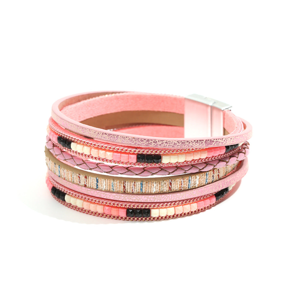 Bohemian Style Woven Magnetic Buckle Hand Strap Bracelets