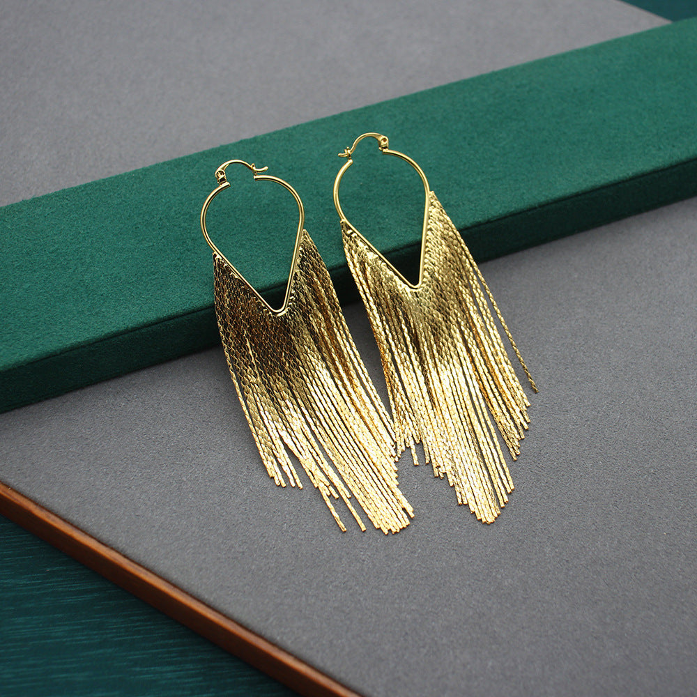 Graceful Jewelry Long Tassel Small Temperament Earrings