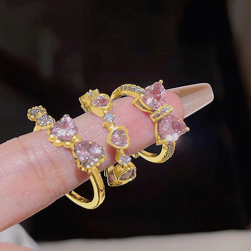 Love Heart-shaped Exquisite Light Luxury Butterfly Rings