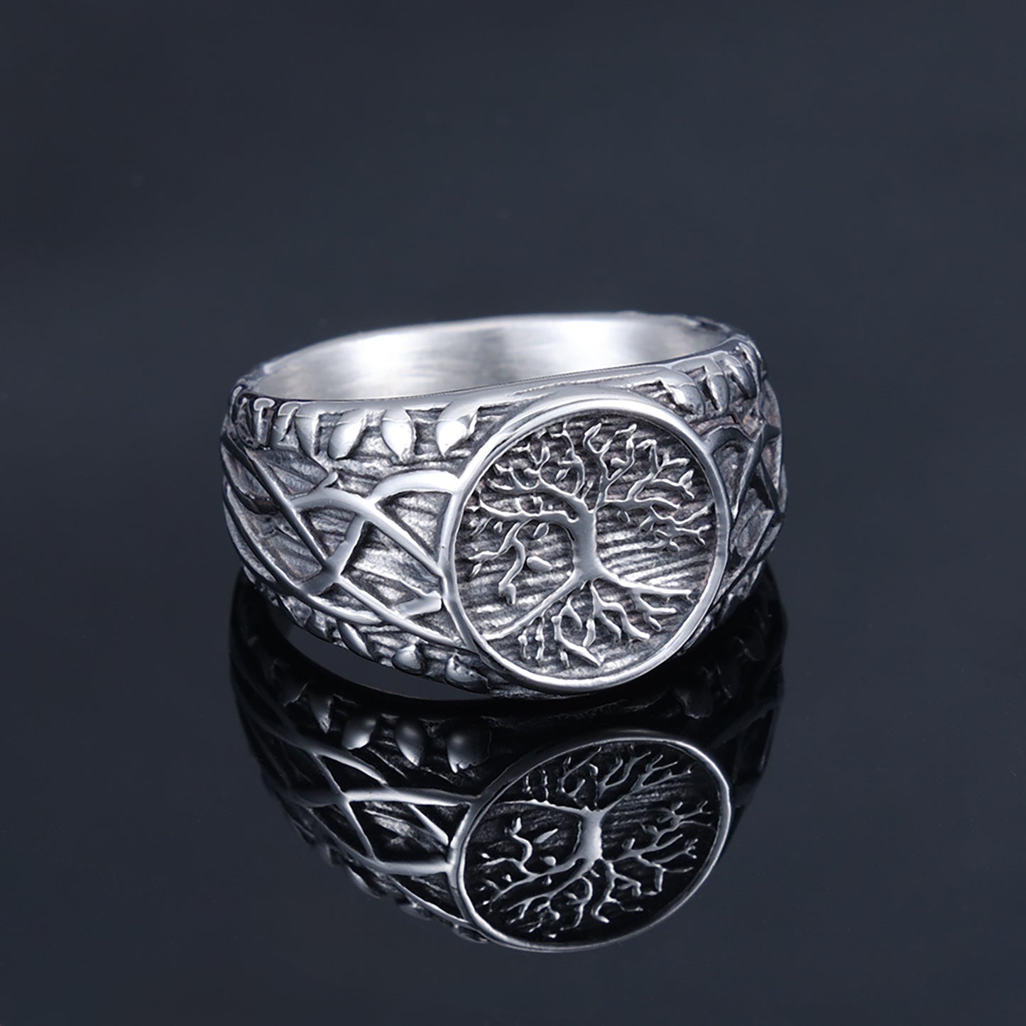 Viking Style Lucky Tree Vine Stainless Rings
