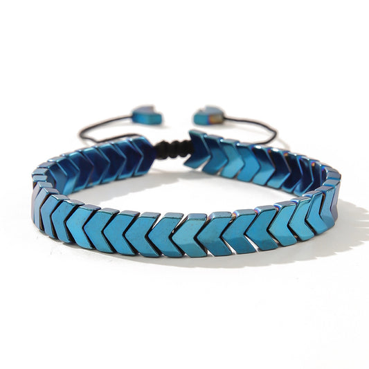 Personality Fashion Electroplated Haematite Beaded Adjustable Bracelets