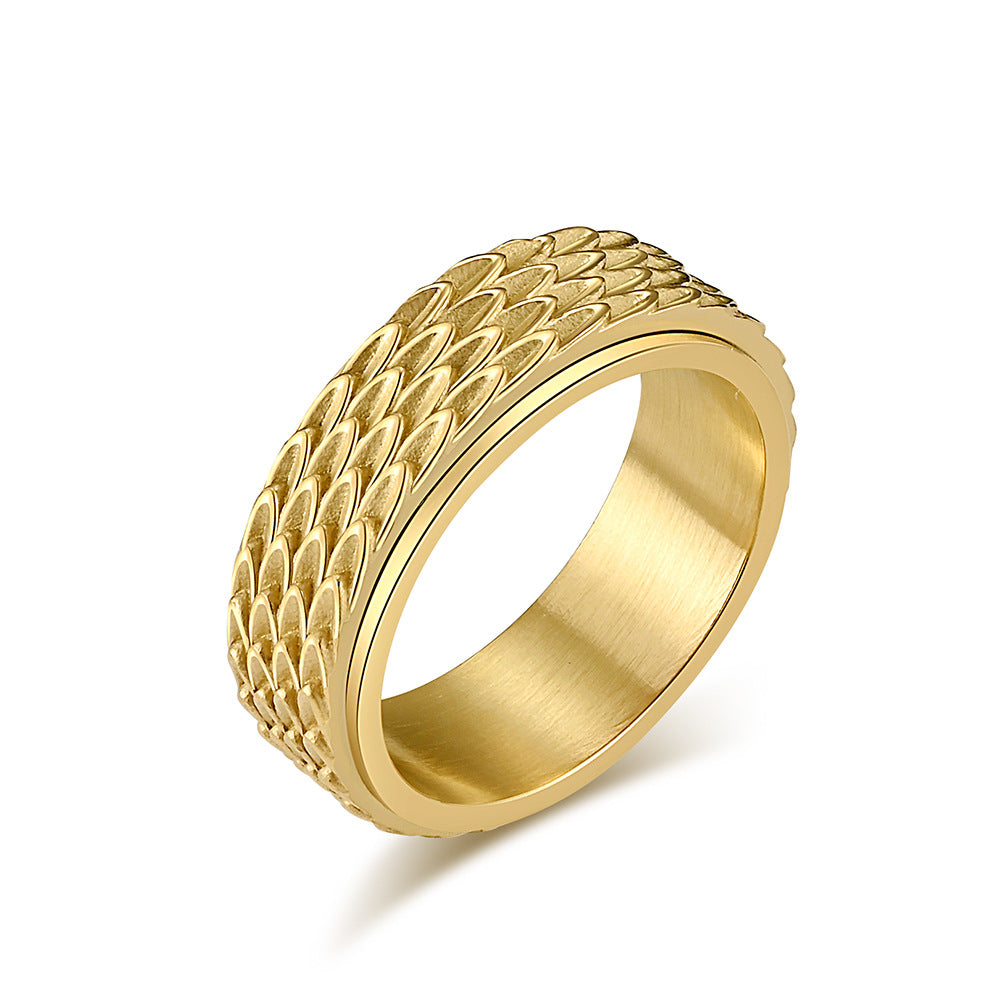 Dragon Pattern Scale Rotatable Titanium Steel Anxiety Relief Rings