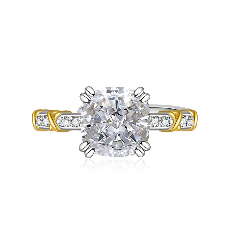 Flower Cut Color Zircon Female Gold Points Advanced Design Rings