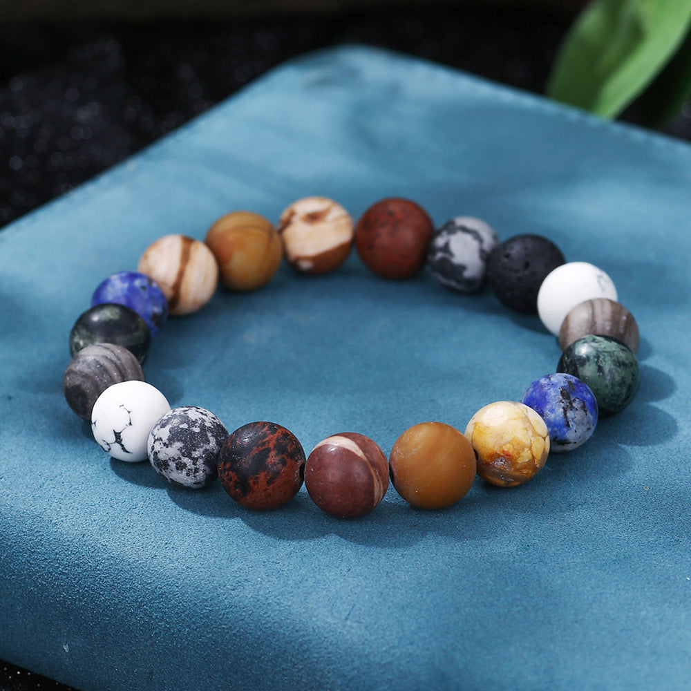Live Broadcast Volcanic Rock Black Agate Map Stone Beaded Bracelets