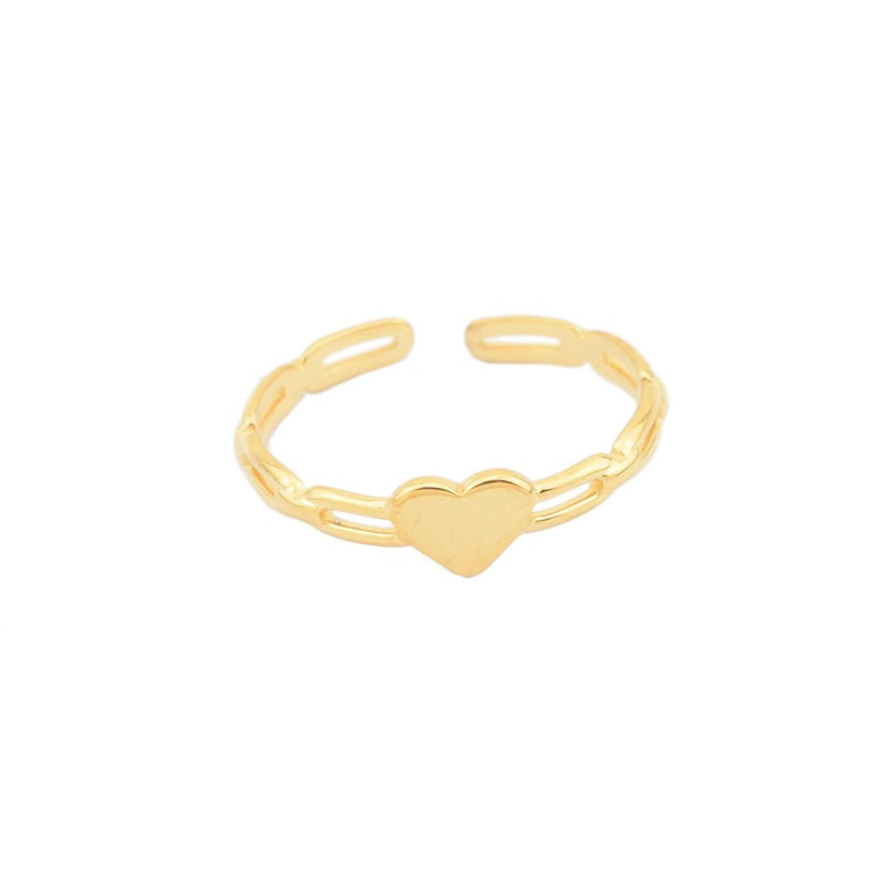 Buckle Hollow Heart-shaped Titanium Steel Female Minimalism Rings