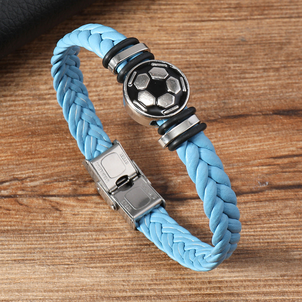 Men's Snap Joint Alloy Football Leather Team Bracelets