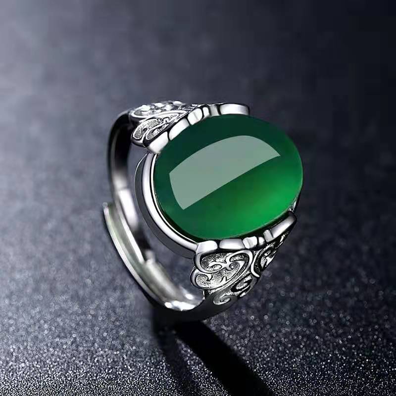 Women's Chalcedony Copper White Gold Plated Open Crown Rings