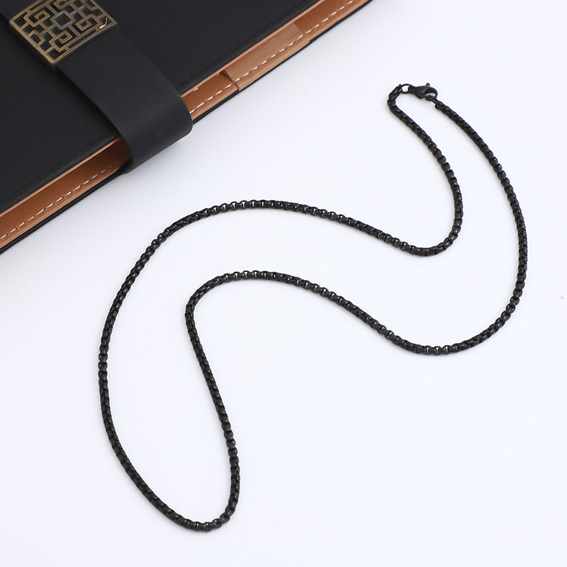 Women's & Men's Trendy Unique Titanium Steel Square Pearl Hip Hop Necklaces