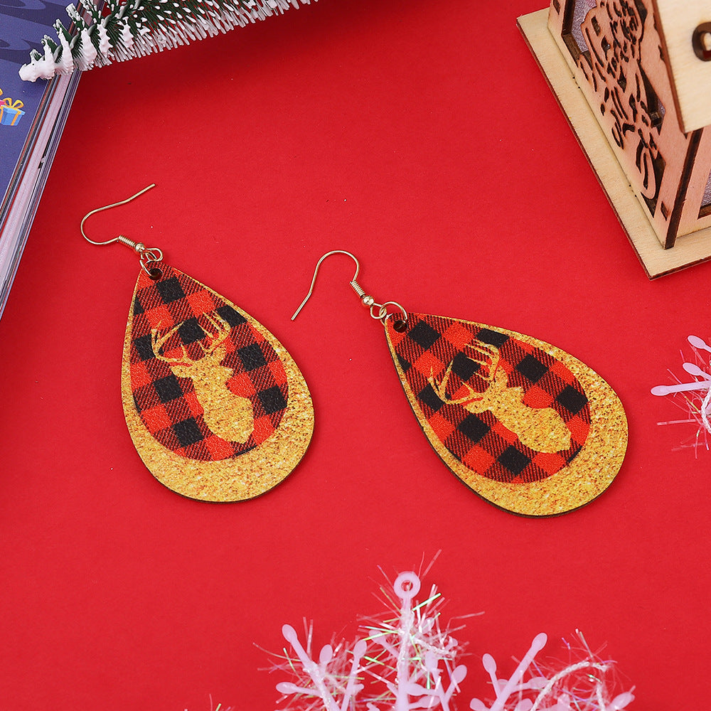 Snowman Black Red Plaid Elk Water Pendants