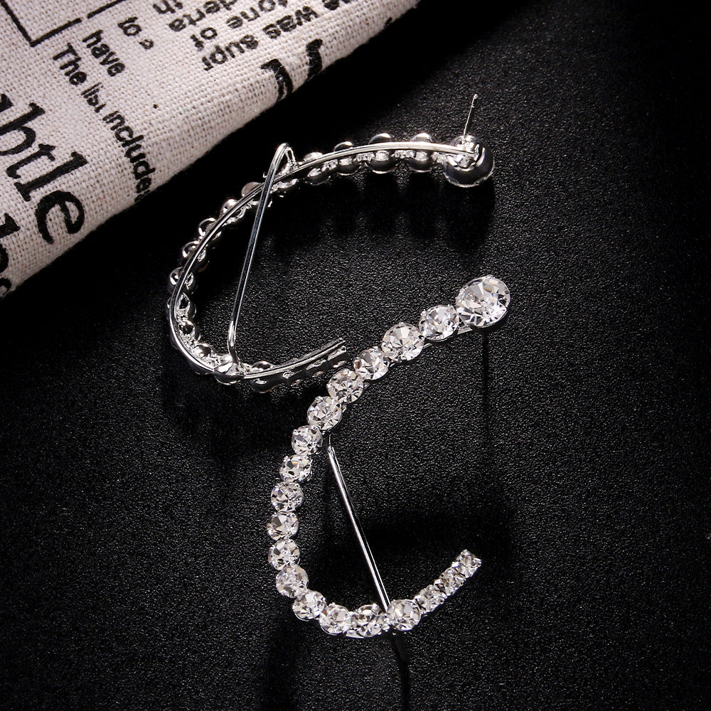 Geometric Ear Hanging Personality Simple Rhinestone High Rings