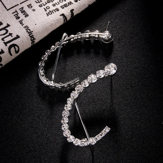 Geometric Ear Hanging Personality Simple Rhinestone High Rings