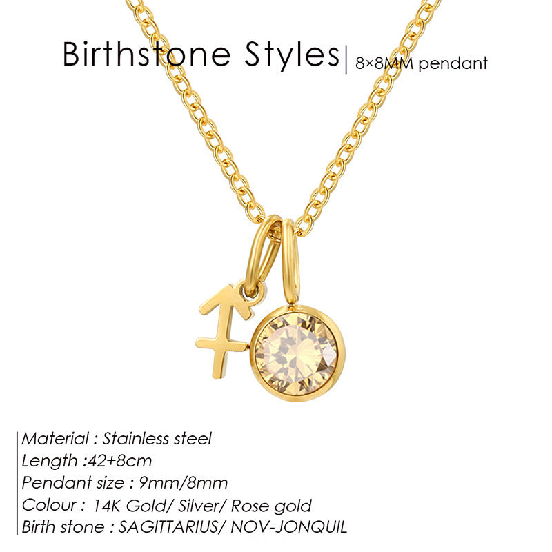 Women's Birthstone Twee Constellation Light Luxury Color Pendants