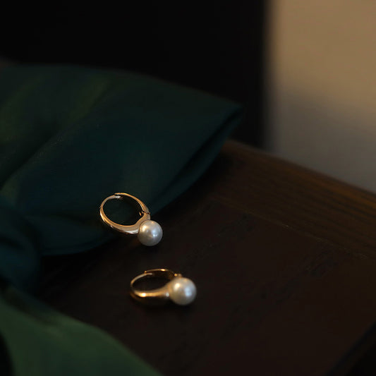 Women's Pearl High-grade Ear Simple Circle Clips Earrings