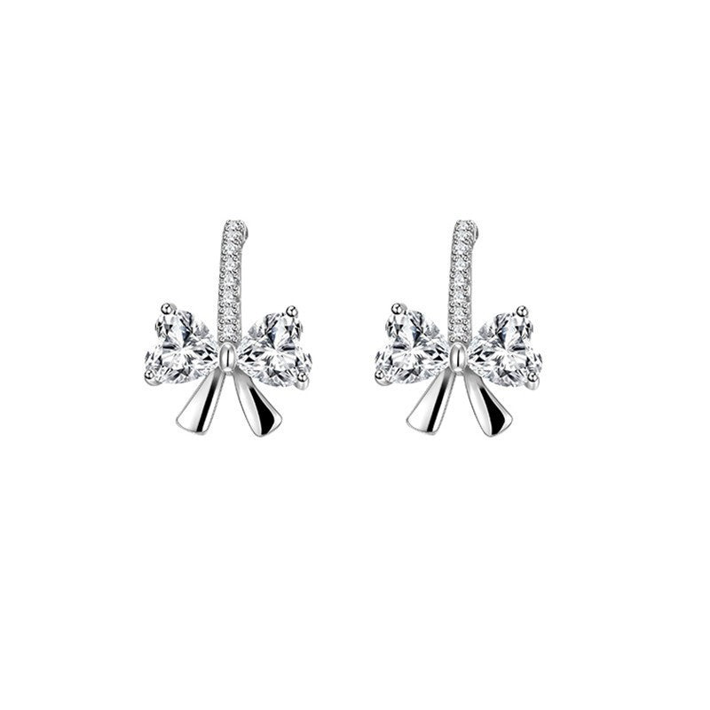 Women's Sier Sterling Bow Small Delicate Summer Earrings