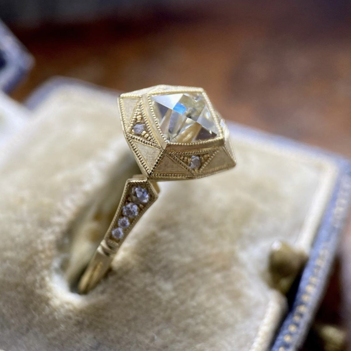 Women's Fashion Style Hand-made Gold-plated Inlaid Square Rings