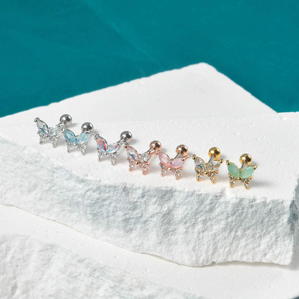 Stainless Steel Fashion Zircon Butterfly Personality Earrings