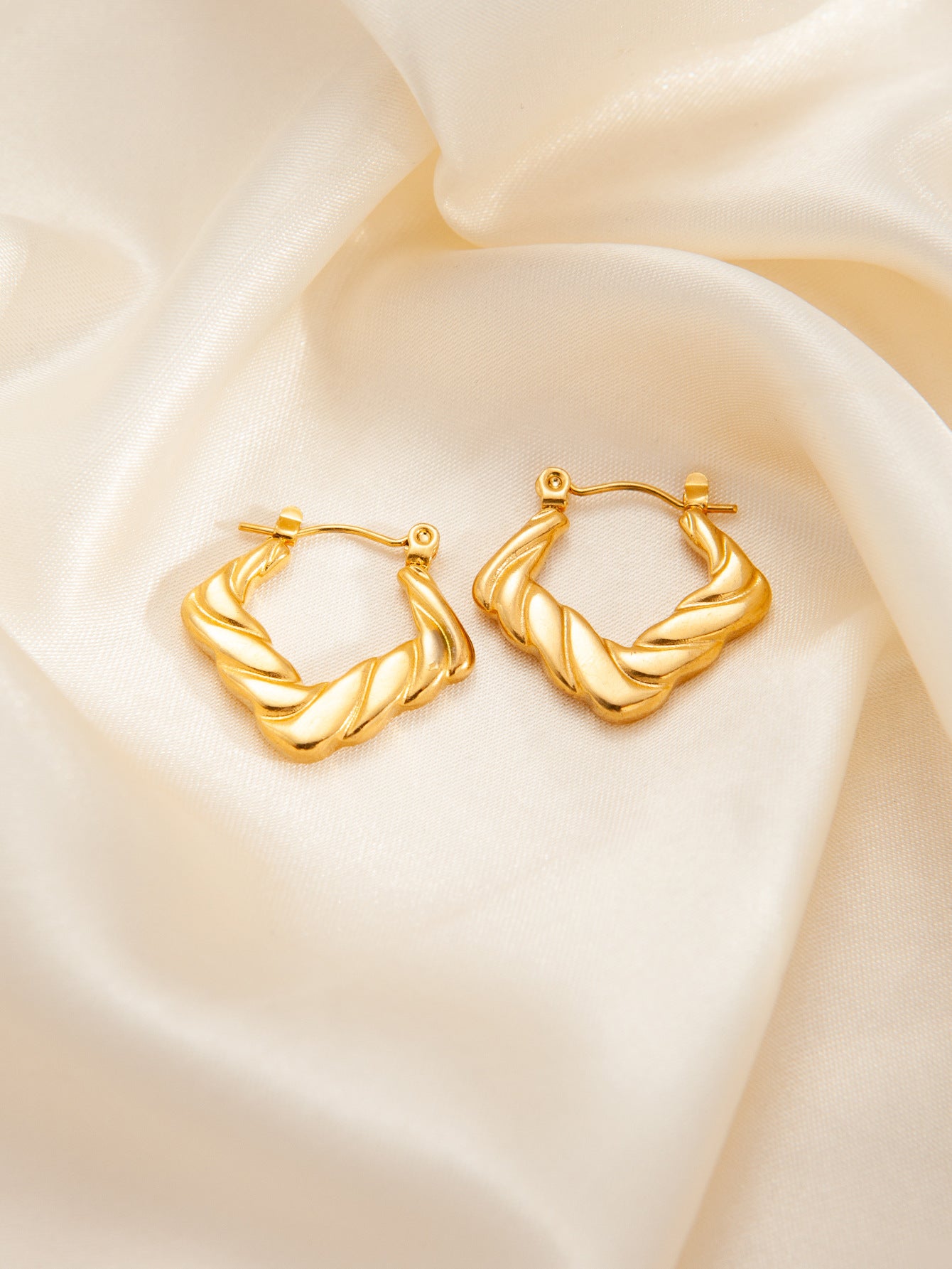 Stainless Steel Ginkgo Leaf Petals Golden Earrings