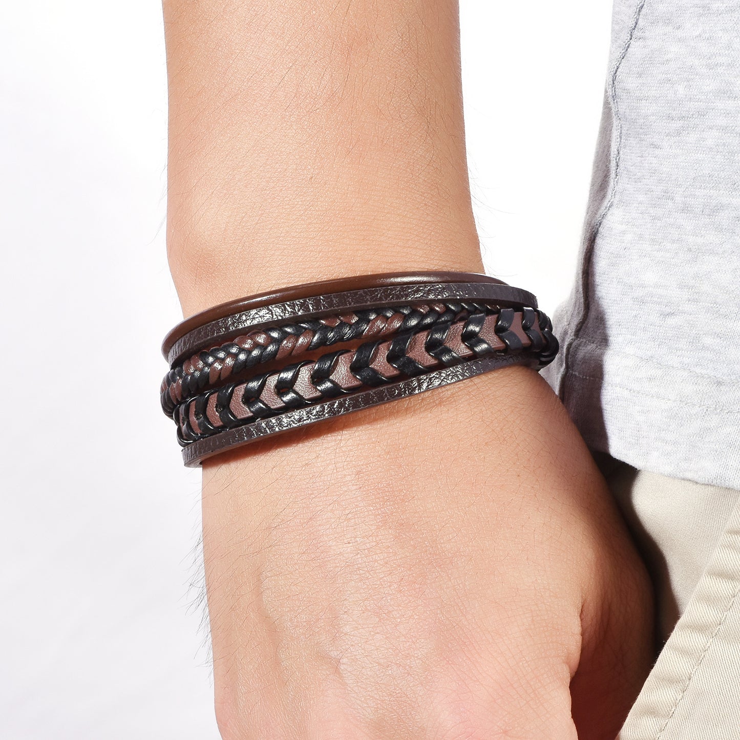 Men's Genuine Titanium Steel Magnetic Buckle Wrist Bracelets