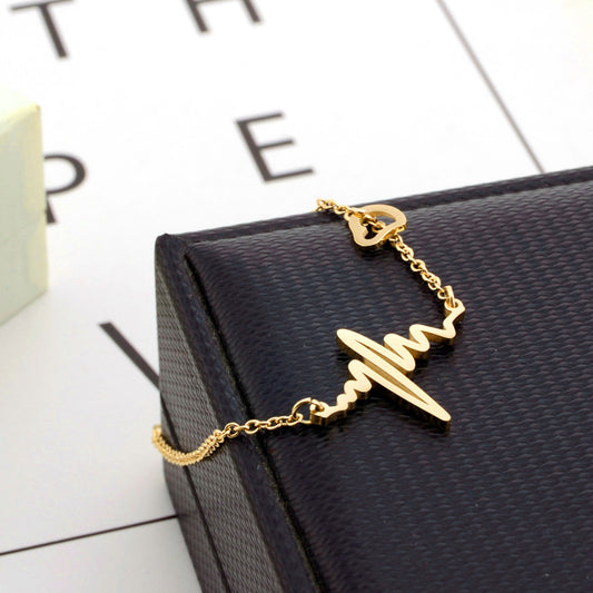 Warm Ecg Heart Female Titanium Steel Bracelets