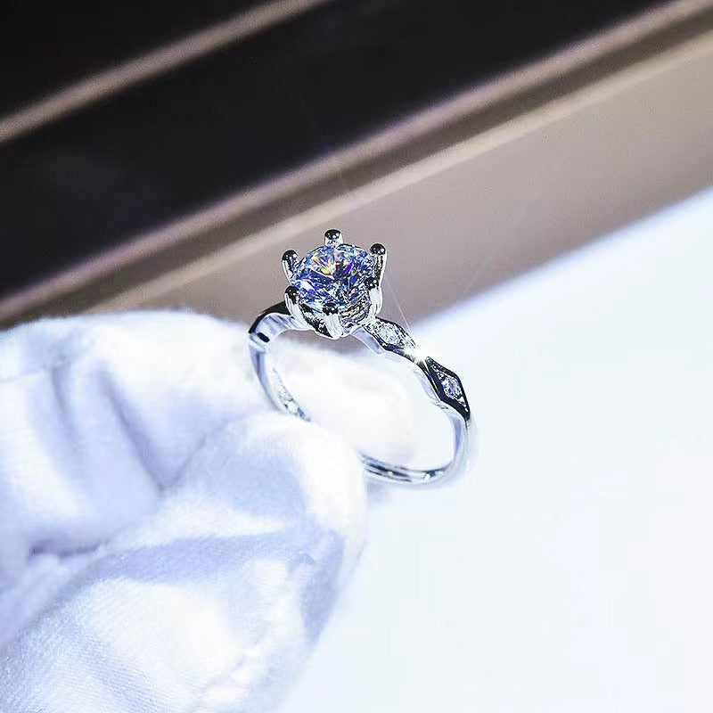 Live Broadcast Sier Moissanite Female Karat Rings