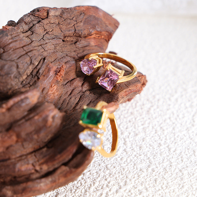 Fading Special Interest Light Luxury Color Open Rings