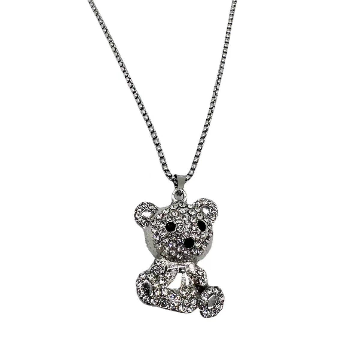 Women's & Men's Hip Hop Full Diamond Bear Sweater Chain Personality Necklaces