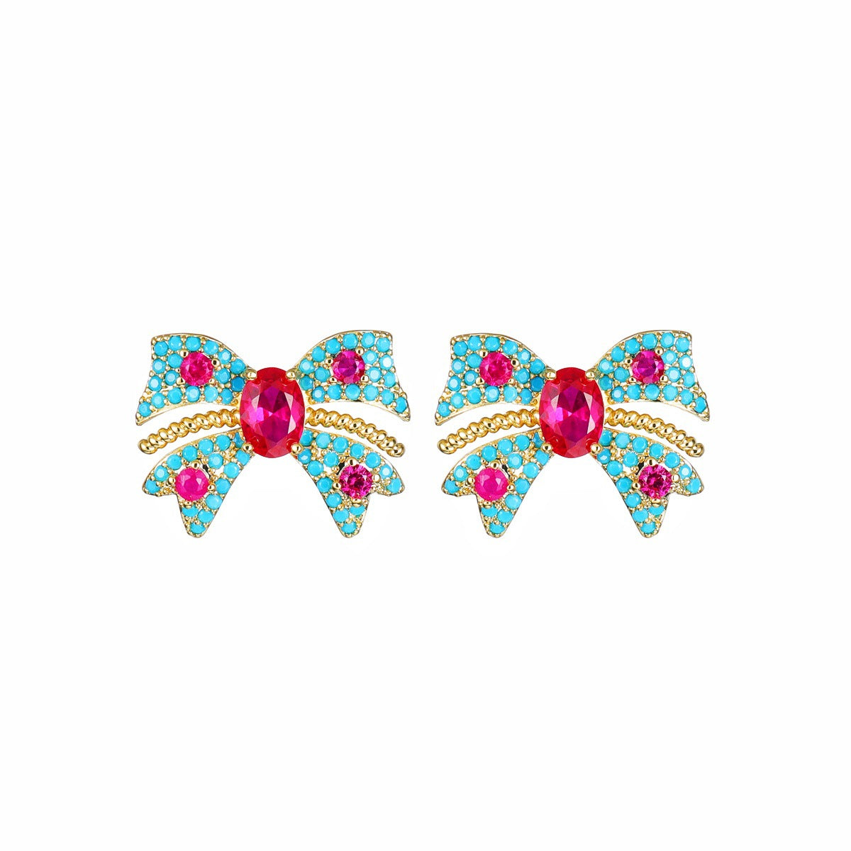 Needle Blue Bow Light Luxury High-grade Earrings