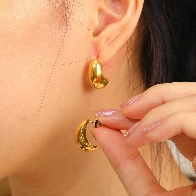 Women's Advanced Design Gold Water Drop Titanium Earrings