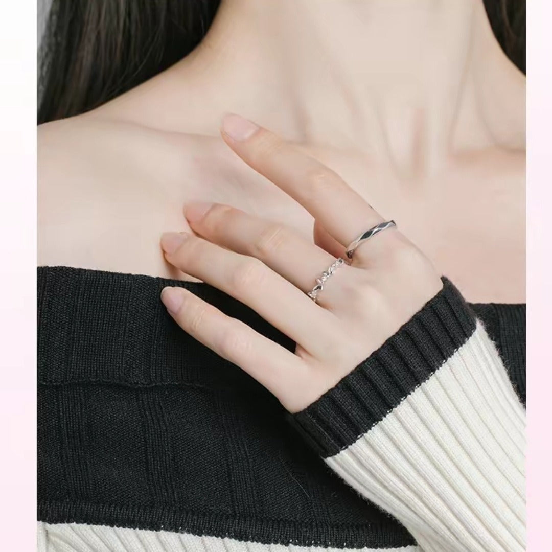 Lovers Sier-plated Simple Niche Love Gift For Boyfriend Rings